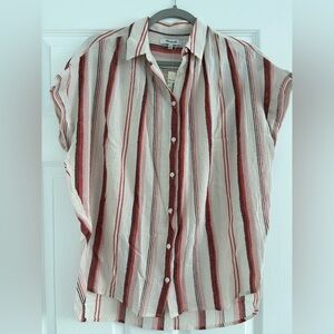 NWT Madewell Central Stripe Shirt In Rusted Clay XS
